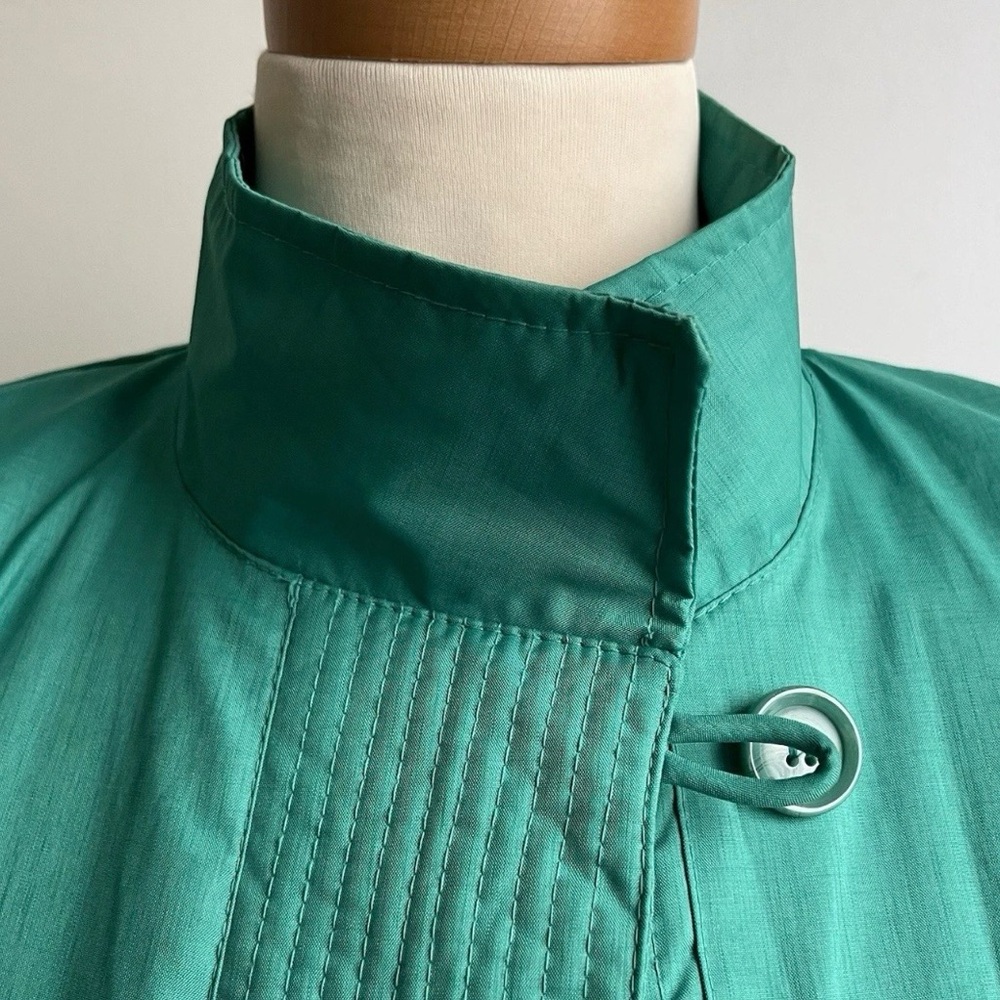 Vintage 80s Micki Green Long Raincoat Belt Lined Quilted Korea 9 10 Medium - Picture 3 of 11